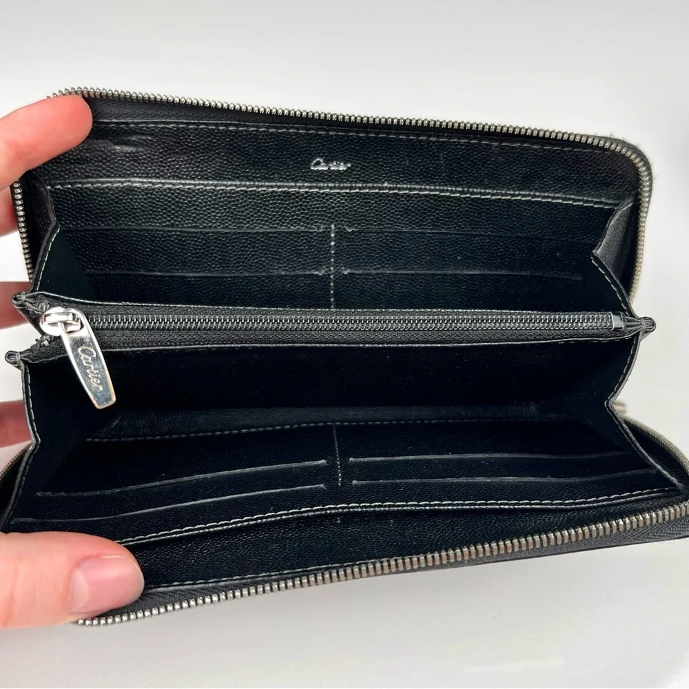 Cartier Santos Caviar Skin Zip Around Wallet